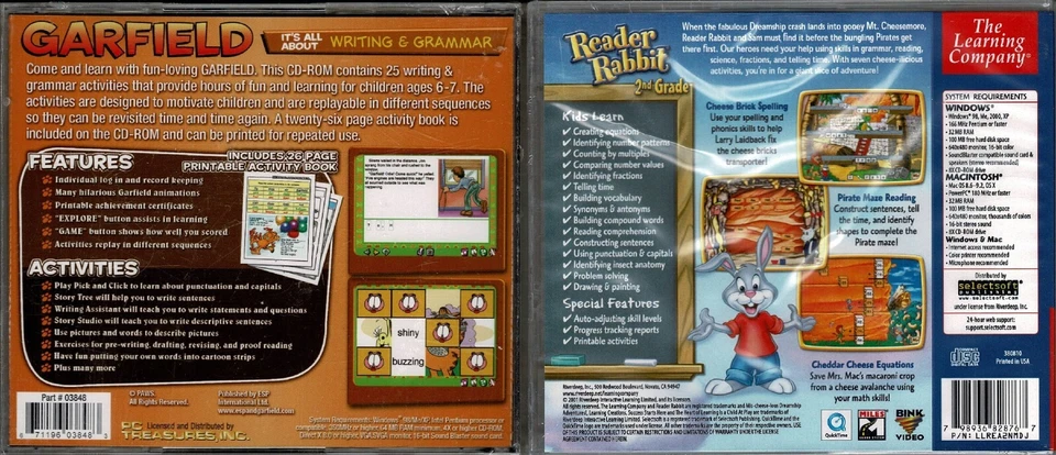 Reader Rabbit 2nd Grade Mis-Cheese-Ious & Garfield Writing & Grammar Pc New XP - Image 2 of 2