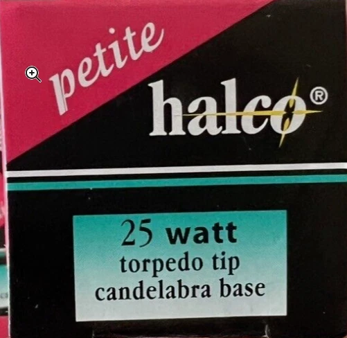 HALCO #1021 CTCP25 PETITE TORPEDO TIP CANDELABRA BASE 25W CLEAR BULB - NEW! - Image 4 of 4