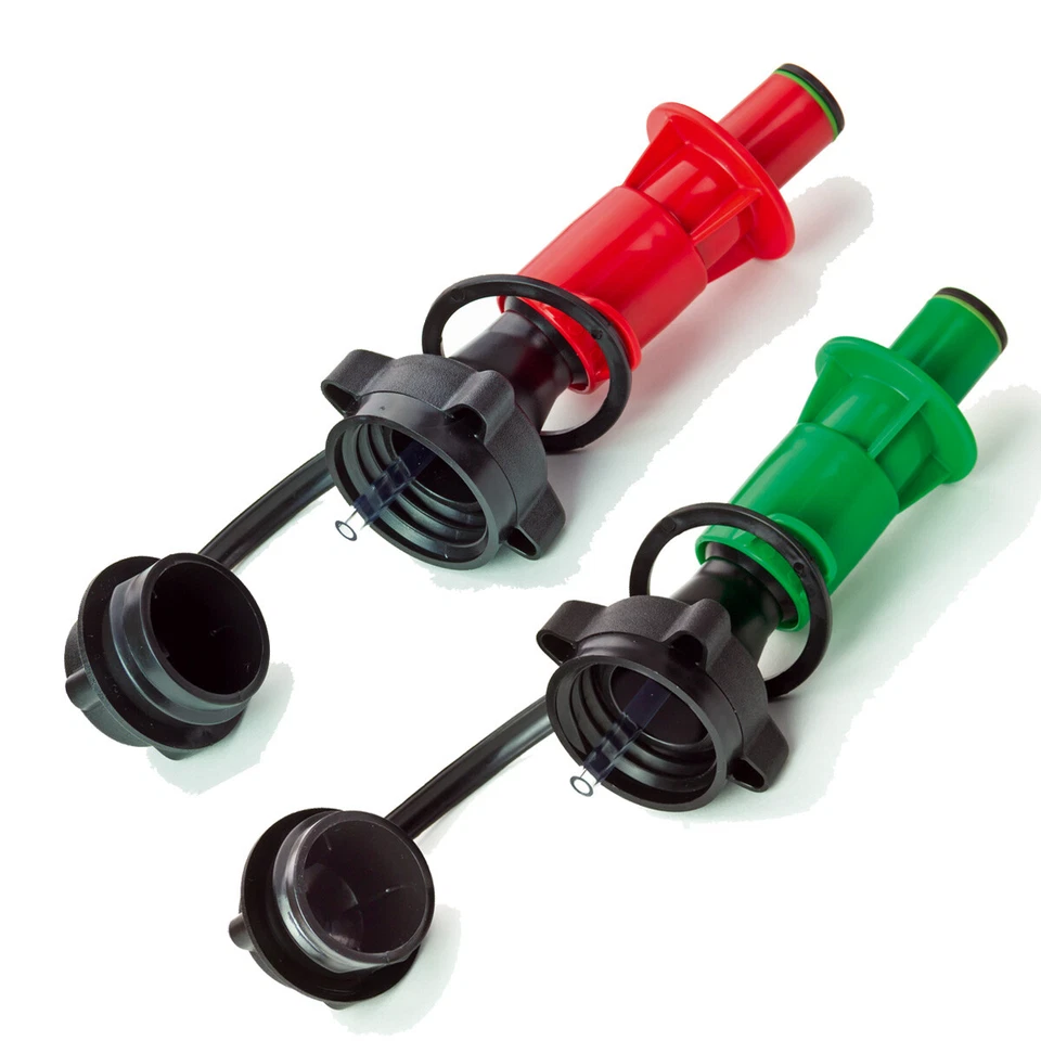 HÜNERSDORFF 2er Set: Sicherheits-Einfüllsystem in Rot (Kraftstoff) + Grün (Kettenöl) Stutzen