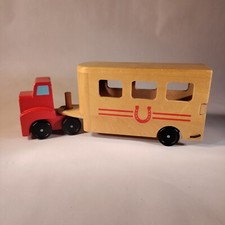 Melissa  Doug Classic Toy Horse Carrier Truck  Trailer 4097 Wooden Toy 12.75"