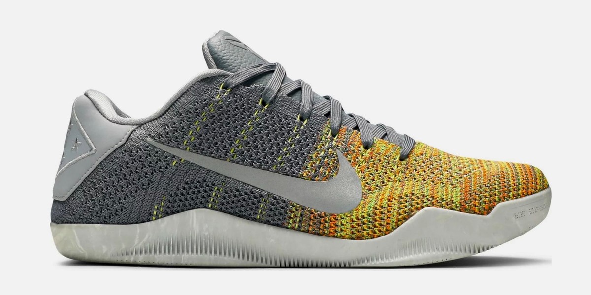 NIKE Kobe 11 Elite Low Flyknit Grey Yellow Basketball Shoes
