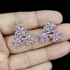 925 Sterling Silver Earrings Round Rhodolite Garnet Natural Gemstone Jewelry