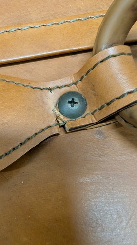 Hartmann 2 Suitcases Luggage Leather Belted Large Brass Feet Paisley Interior - Picture 20 of 24