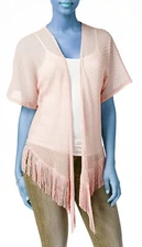 New Women's Cejon  Solid Swiss Dot Fringe Cover Up Wrap Topper Pink One Size