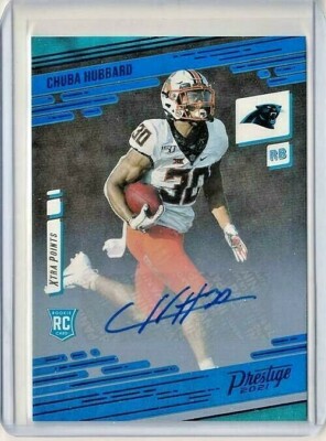 2021 Prestige Xtra Points Signatures Blue RC Auto #241 Chuba Hubbard Panthers