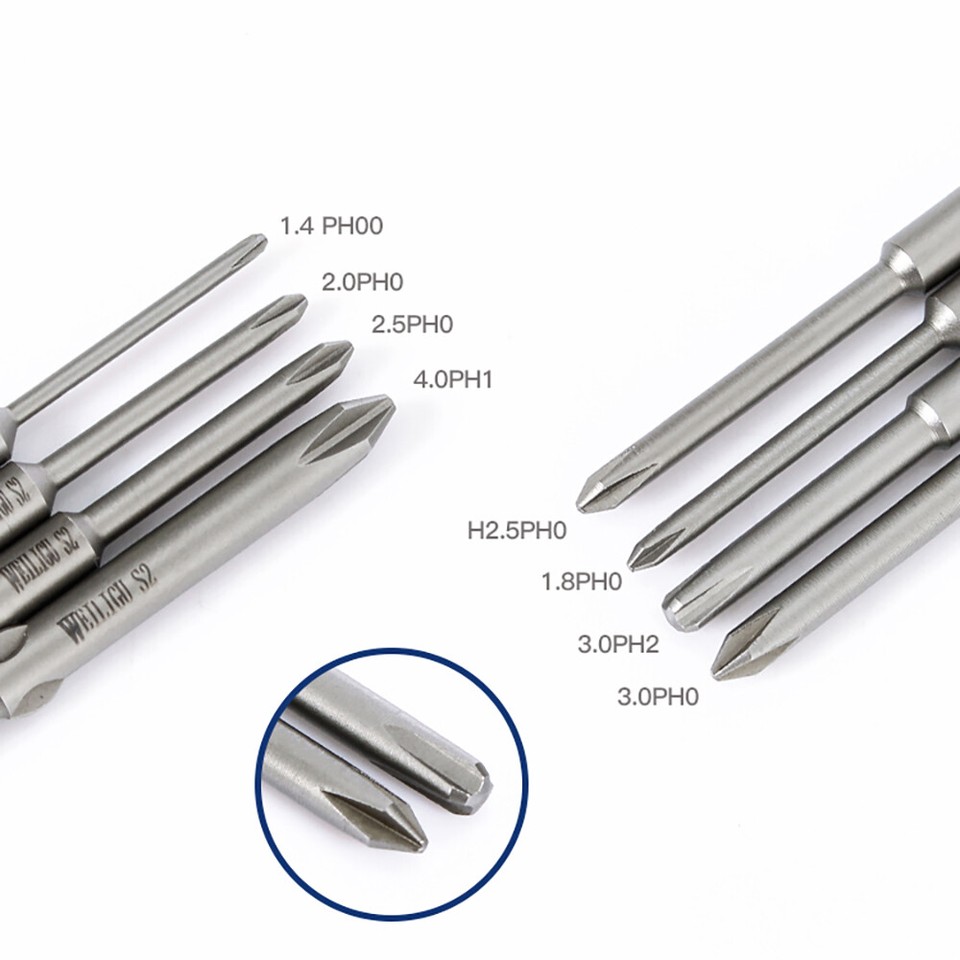 Phillips Screwdriver Bits Magnetic 4mm Round Shank PH00-PH2 Power Drill ...