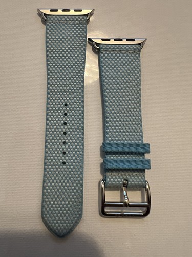 Apple Watch Hermès - 45mm Bleu Céleste/Écru Toile H Single Tour Band - Picture 1 of 18