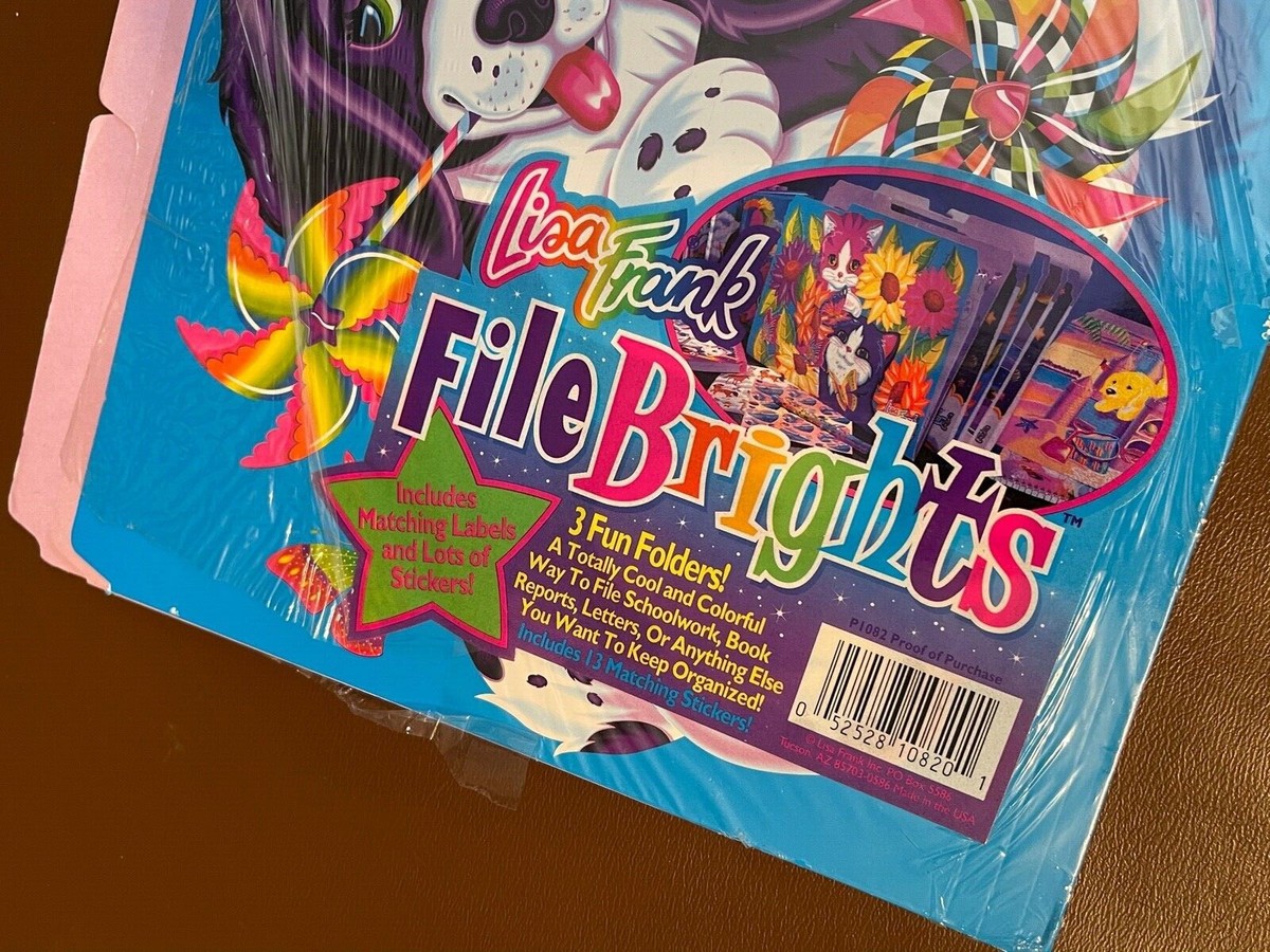 NEW RARE Vintage 1990s Lisa Frank BRIGHTS File Folders - 3 Fun