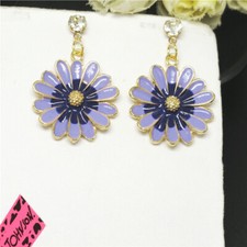 New Purple Enamel Cute Sunflower Girl Crystal Fashion Lady Women Stand Earring