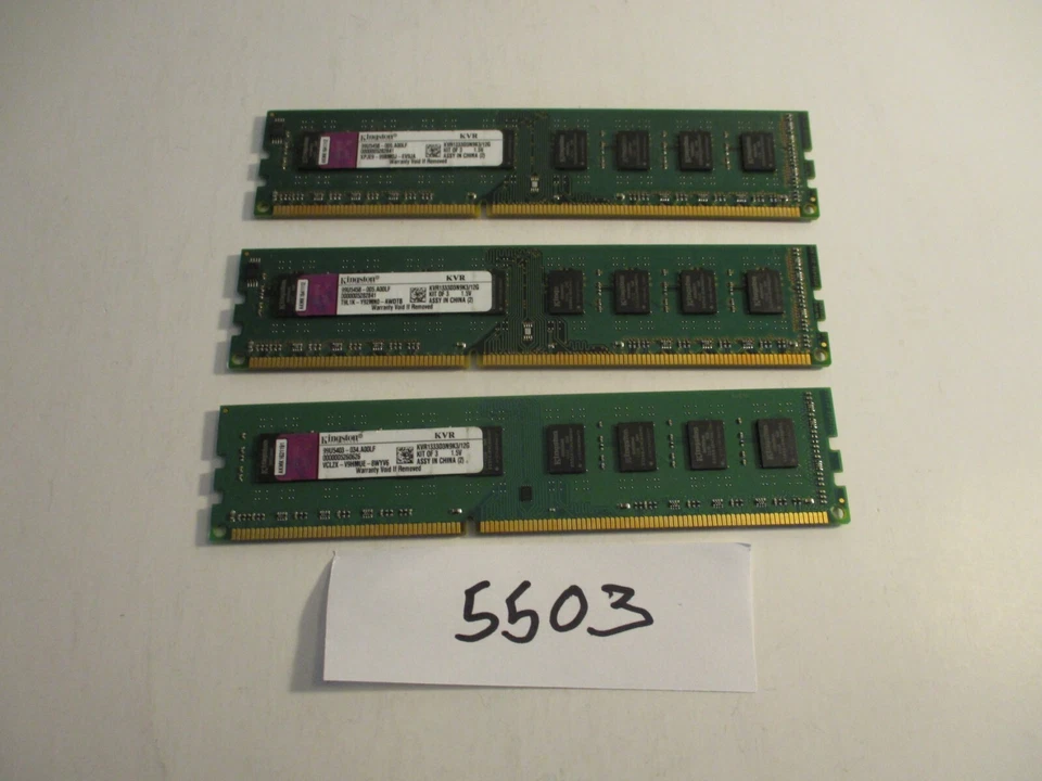Kingston LOT of 3X4GB=12Gb PC3-10600 1333Mhz DDR3 DESKTOP MEMORY RAM (5503) - Image 3 of 4