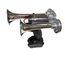 Dual Trumpet Air Horn Prop. Handheld. 12v Battery And Charger Included Dual Trumpet Air Horn Prop. Handheld. 12v Battery And Charger Included