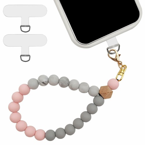 XYQMLY Beaded Phone Bracelet Strap with 2 Pcs Phone Patches, Beaded Phone Charms - 第 1/7 張圖片