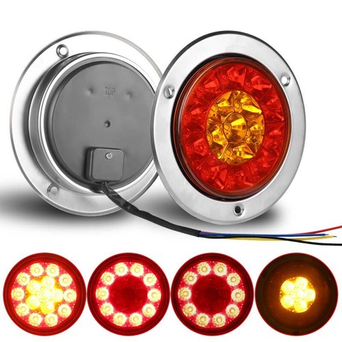 4" Round LED Tail Lights Stop Brake Indicator Reverse Truck Trailer Caravan Lamp - Picture 33 of 85