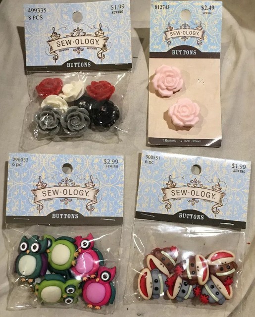 SewOlogy Buttons * Owl * Monkey * Rose * 4Pks *NEW eBay