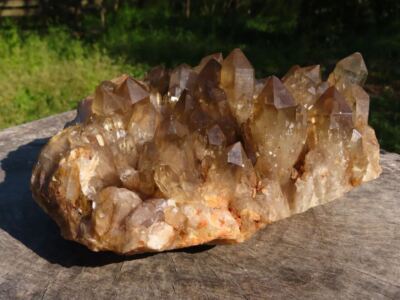 Natural Smokey Citrine Phantom cascading Lwena Quartz Cluster