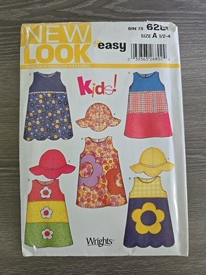 New Look Sewing Pattern 6281 Childs Girls Sundress Hat Toddler Sizes 1/2 - 4 UC
