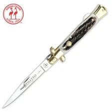 Kissing Crane Classic Burnt Bone Handle Folding Lockback Stiletto Pocket Knife