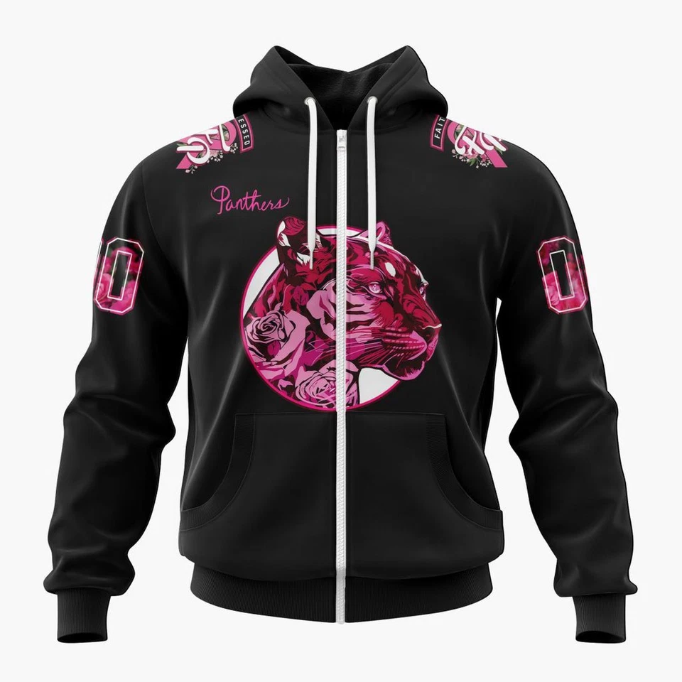 Sudadera con capucha personalizada Florida Panthers 2025/26 diseño rosa en la pista Foto 2 de 4