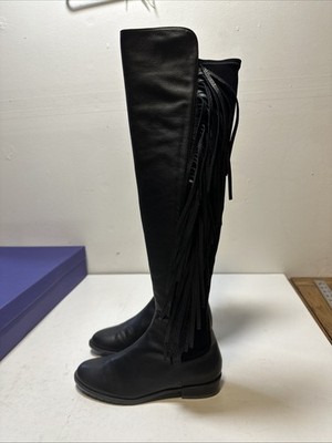 Stuart Weitzman Mane Women over-the-knee black leather boots | US 6