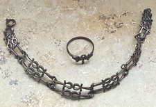 Unisex Schmuckset 2-teilig: Ring & Armband, Silberfarben