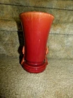 Vintage Brush McCoy Pottery Maroon Salmon Berries & Leaves Vase 8”