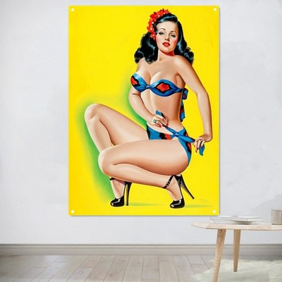 Sexy Art Canvas Print Painting Vintage Poster Wall Decor Man Cave Men Gift Flag