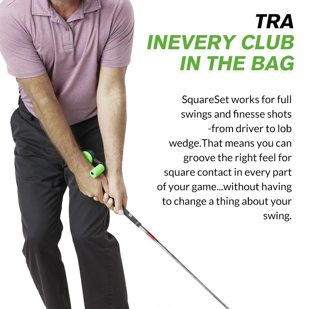 Square Set Golf Swing Trainer - Instant Feel-Based Feedback Fixes Your Contact