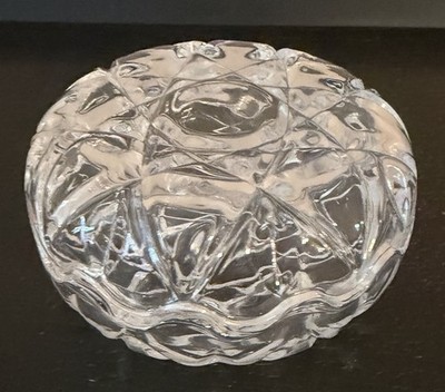 Vintage Set of 2 Clear Lead Crystal Pressed Glass Star Round Trinket Dishes 3''