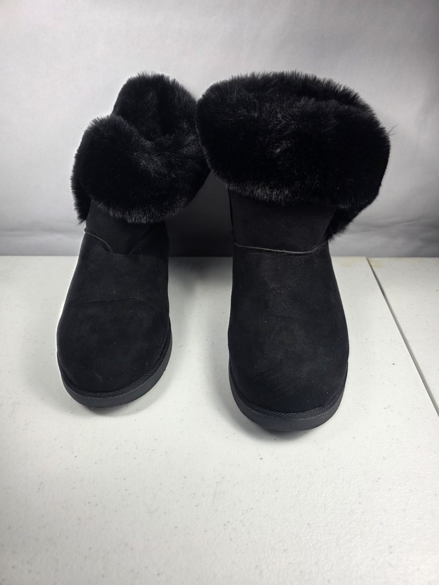 Juicy Couture Ken Black Faux Fur Rhinestone Bow Boots 9 | eBay