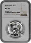 1965 SMS 50c Kennedy Half Dollar NGC Graded MS 67 in New Holder