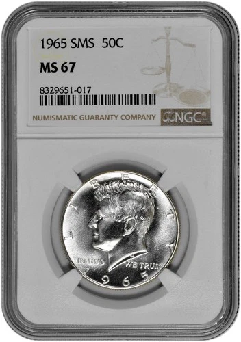 1965 SMS 50c Kennedy Half Dollar NGC Graded MS 67 in New Holder