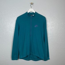 Vintage Nike ACG Men L Blue Cycling Jersey Shirt Long Sleeve Half Zip Pockets