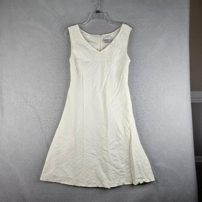 Vintage Spiegel Linen Dress Womens 10 Ivory Simple Minimal Lined Basic