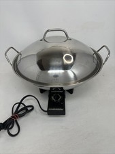 Vintage Farberware Stainless Steel Model #343 Electric Cooking Wok USA Tested