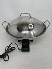 Vintage Farberware Stainless Steel Model #343 Electric Cooking Wok USA Tested