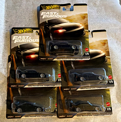 Hot Wheels Fast & Furious 1993 Honda Civic Coupe EJ1 1:64 Black Unopened 5 card