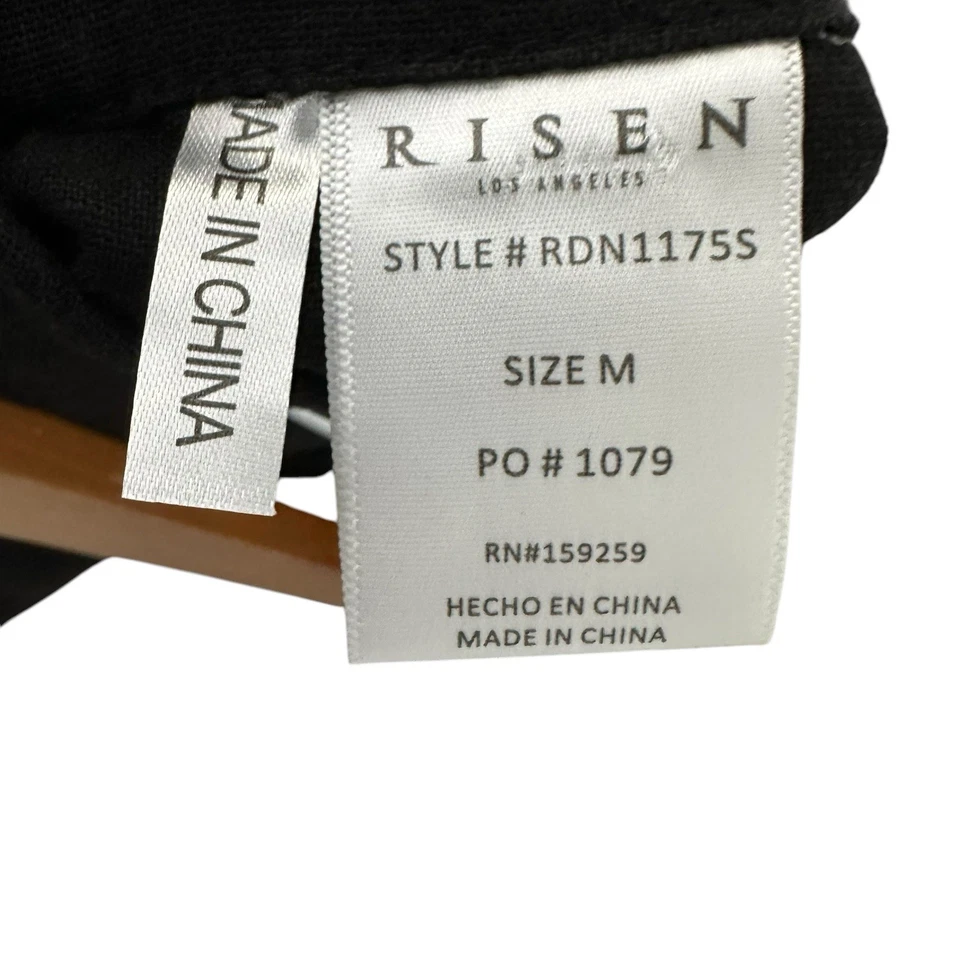 Pantalones cortos de tiro alto Risen Los Angeles para mujer mezcla de lino talla mediana negros Foto 4 de 4