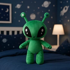 IKEA Aftonsparv Green Alien Outer Space Plush Stuffed Animal Toy 13.5 Inch NEW