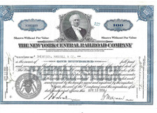 AKTIE USA EISENBAHN - THE NEW YORK CENTRAL RAILROAD COMPANY - 100 Shares 1950