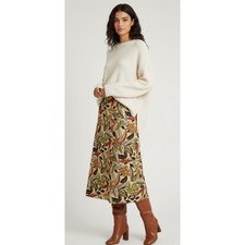 Valerie Stevens Vintage Size 4 Silk A-Line Maxi Skirt Leaf Print Career Work