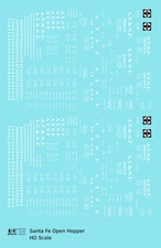 K4 HO Scale Decals Santa Fe Hopper Car White