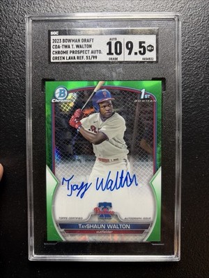 2023 Bowman Draft Chrome Tayshawn Walton Auto Green Lava Refractor 51/99 Auto10 