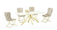 Hochwertig Esszimmer Set Garnitur Tisch 4X StüHle Design LuxuriöSe MöBel Beige