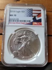 2018 $1 AMERICAN SILVER EAGLE NGC MS70 NORWAY SILVER EAGLE HOARD LABEL