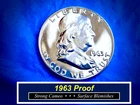 1963 PROOF Franklin ➳  Frosty Cameo ➳ Blemished Surfaces ➳ Deep Mirrors ➳163Pz