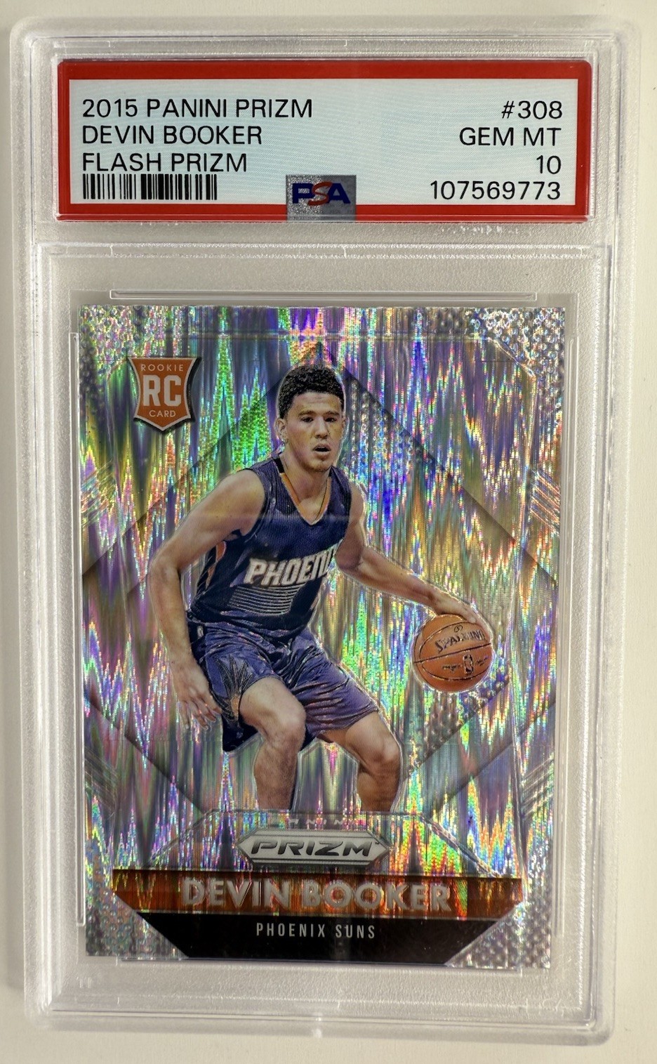 2015-16 Panini Prizm - Devin Booker #308 Flash (RC) PSA 10
