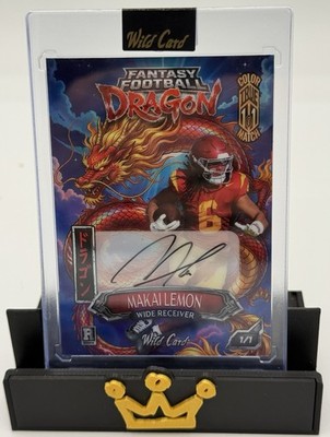 Makai Lemon 2026 Wild Card Fantasy Football Dragon Auto TRUE 1/1 Color Match RC