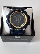 New Activa ACW8020-013 Men's Digital Quartz Sport Watch Blue/Gold Alarm Chrono