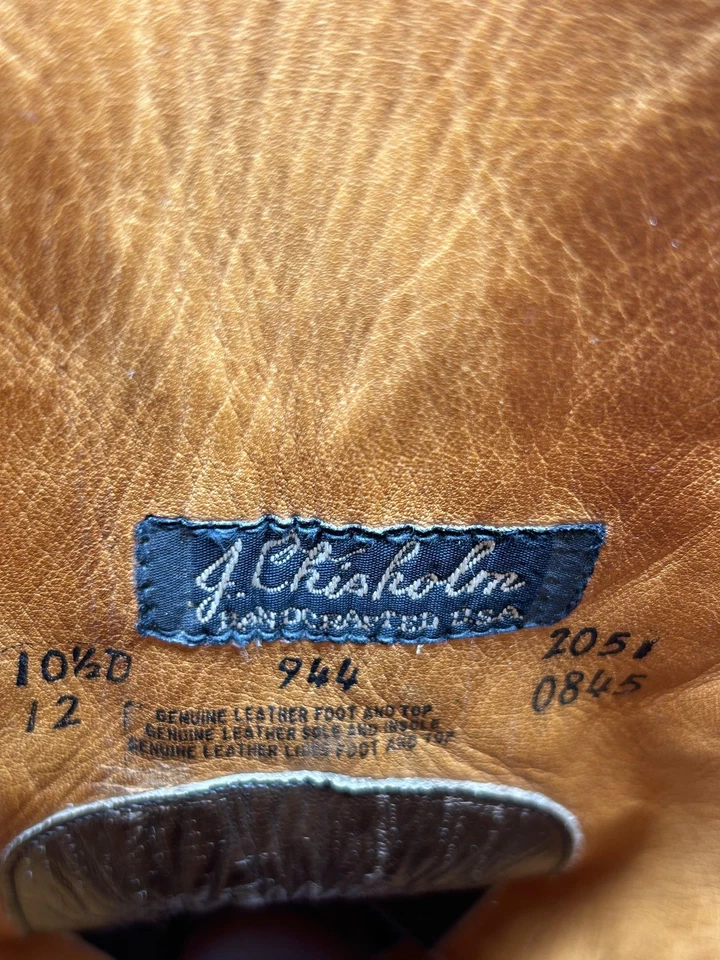 J Chisholm Boots Mens Size 10.5 D Brown Tan Western Cowboy Leather Made in USA - Image 3 of 4