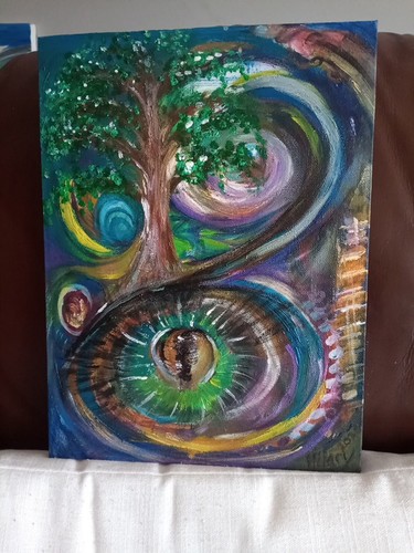 Dragons Eye Spiritual Acrylic Oil Painting 30 X23 Cms Original,Signed Home Decor - Picture 2 of 11